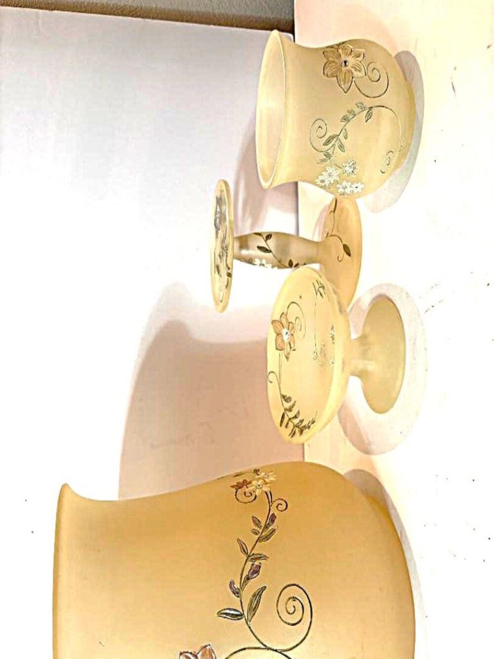 VTG 50s 60s Frosted Acrylic 4 pc Jeweled Hollywood Regency Bathroom Vanity Set